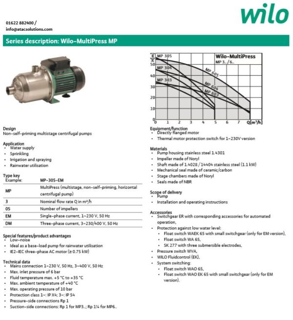 Wilo MultiPress MP 605 (1~230 V) - Image 2